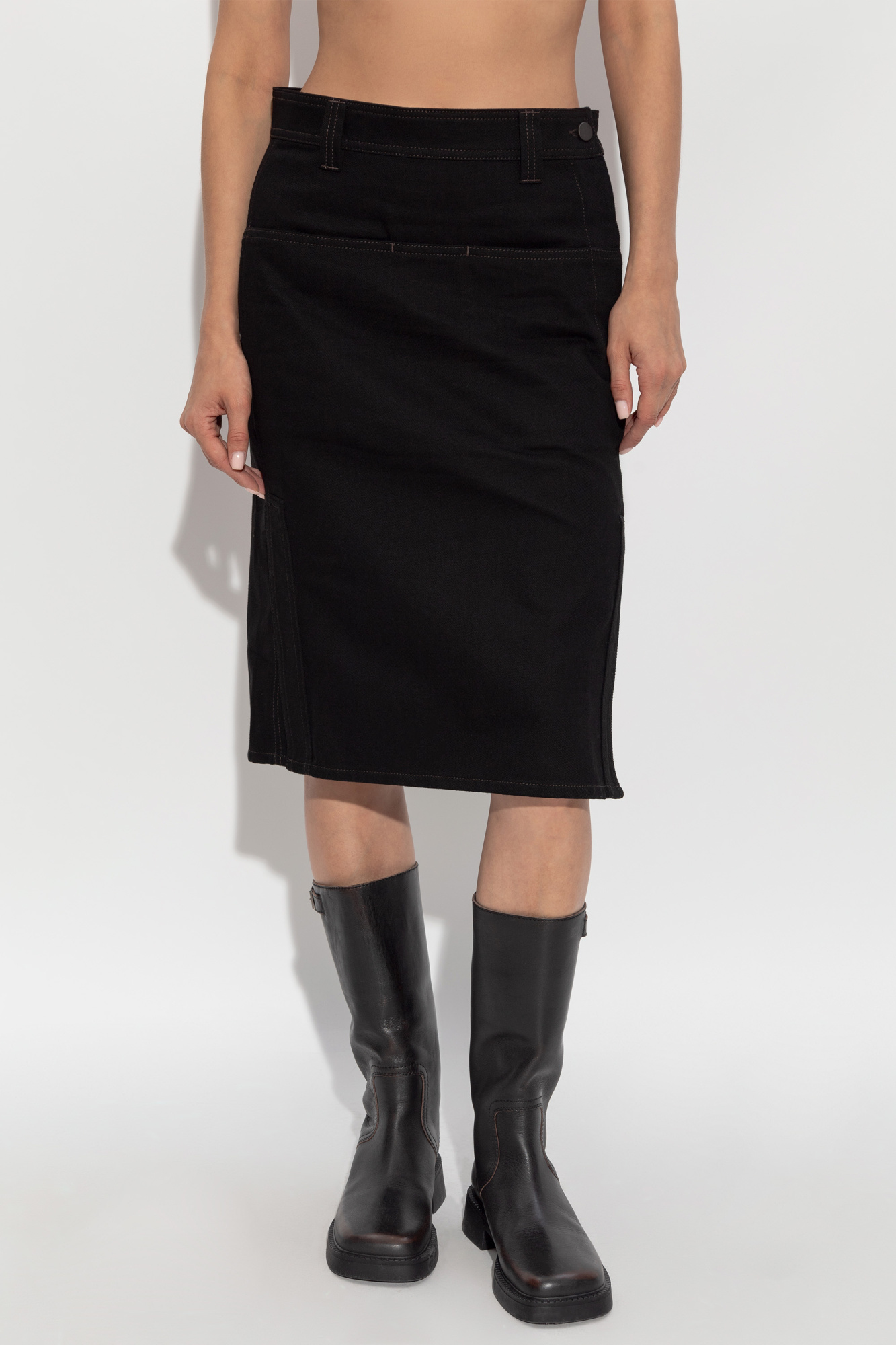 スカート LEMAIRE Women Skirts SK1047LJ1034BK999 Black Black Skirt With Slit | LEMAIRE